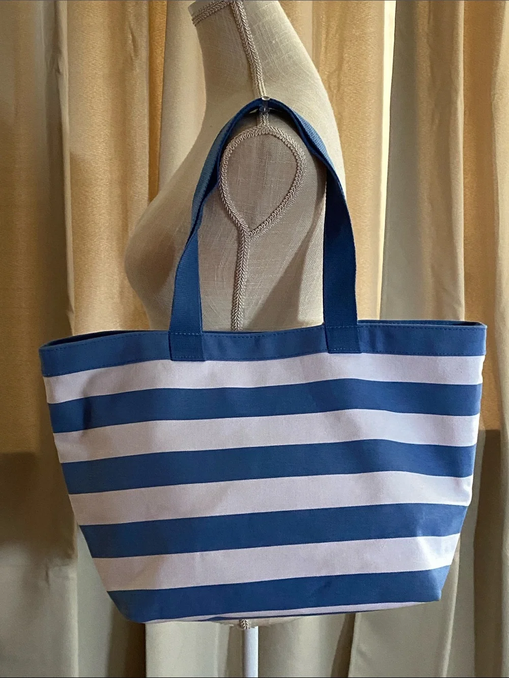 Dolce & Gabbana Blue & White Striped Canvas Travel Beach Tote NWT